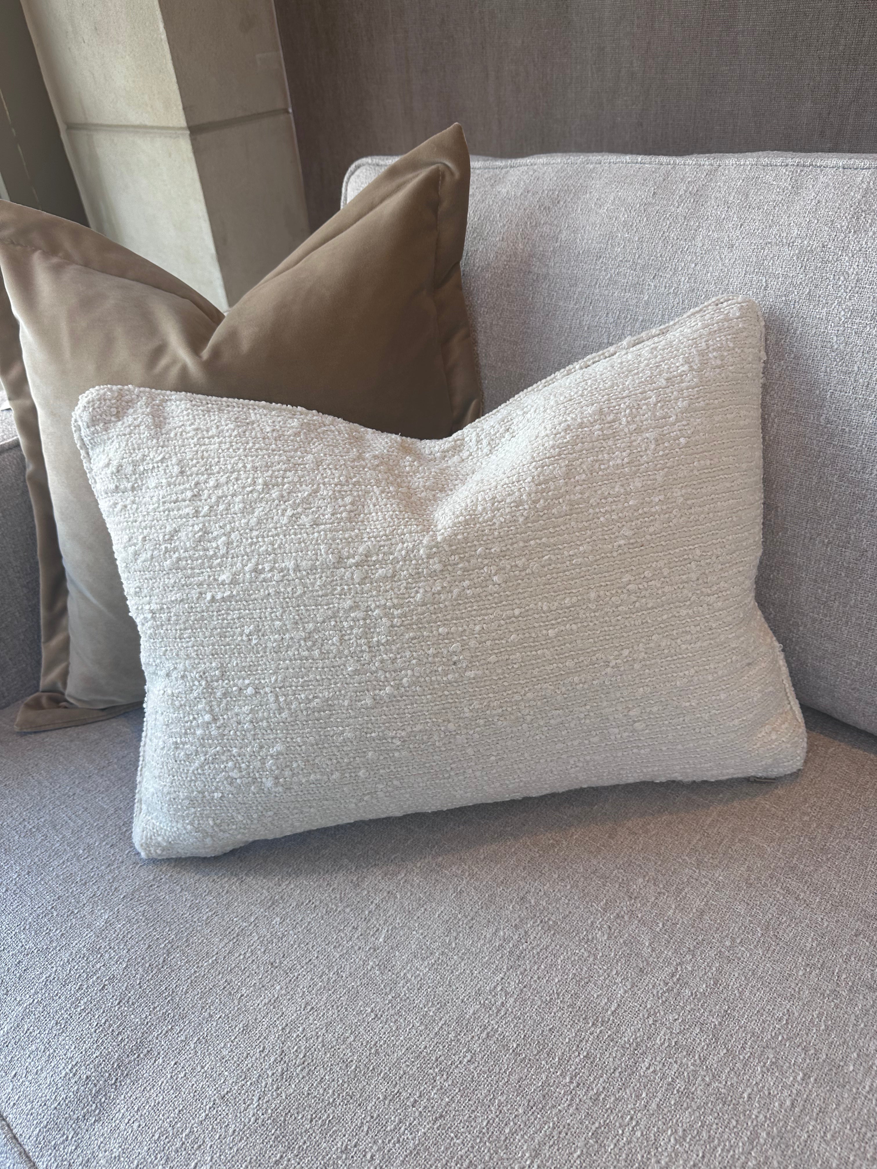 Bespoke 22x14" Bryce Velvet & Boucle Rectangular Cushion