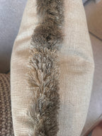 Bespoke Biseau Ecru Fringe Cushion 22"