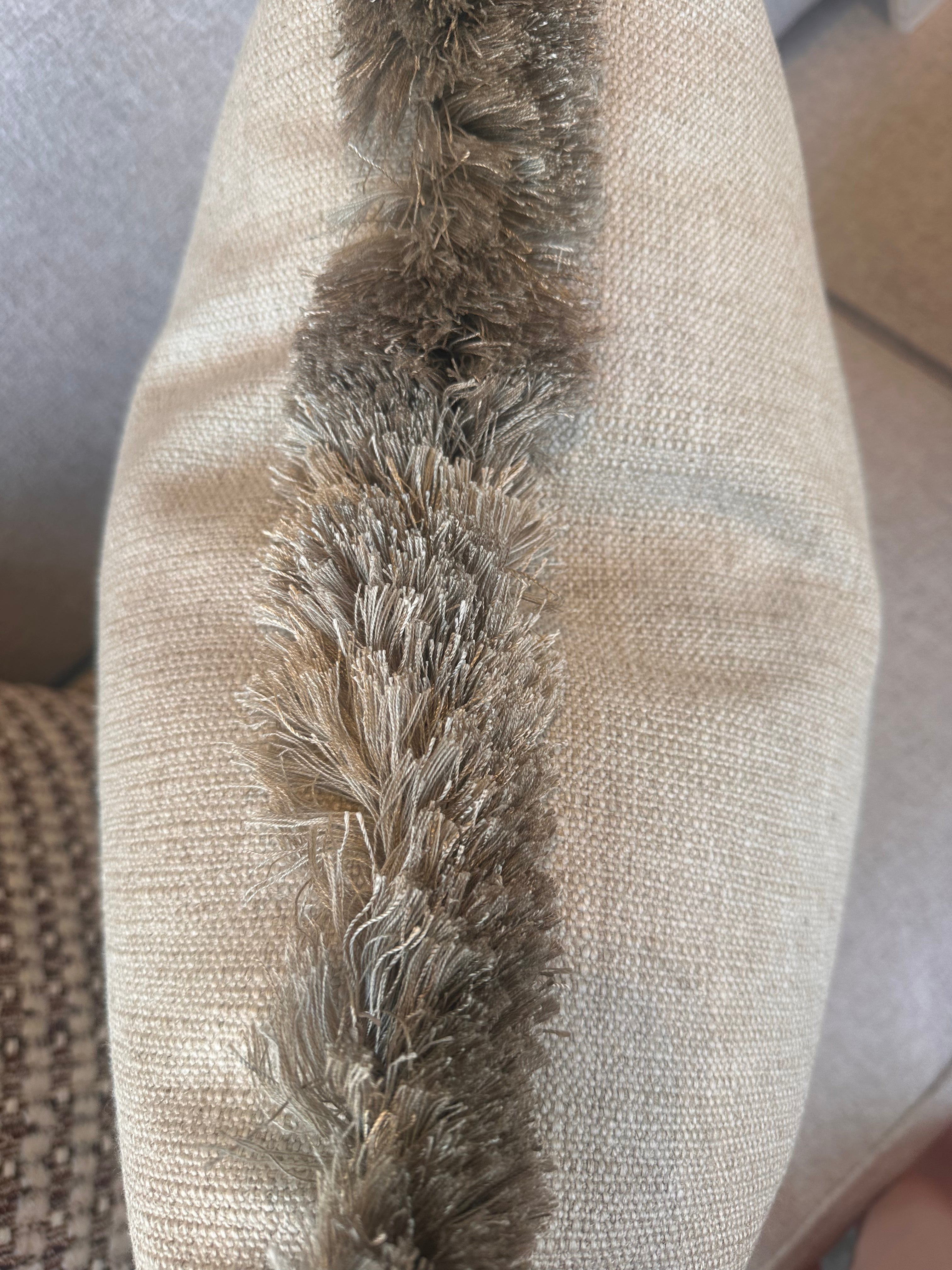 Bespoke Biseau Ecru Fringe Cushion 22"