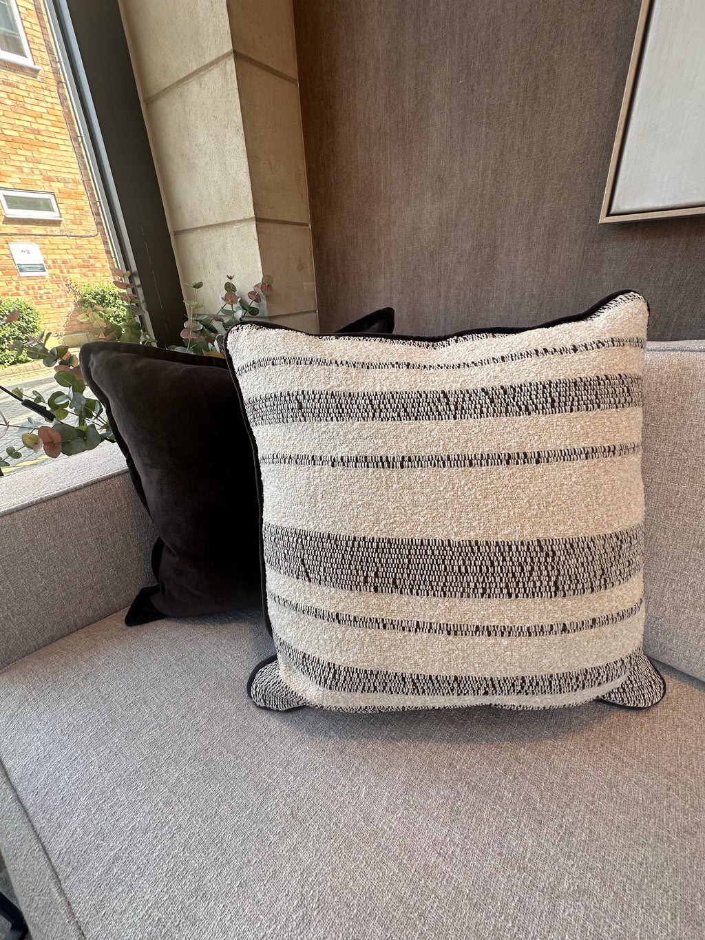 Bespoke Tibidabo Cream & Mocha Cushion 22"