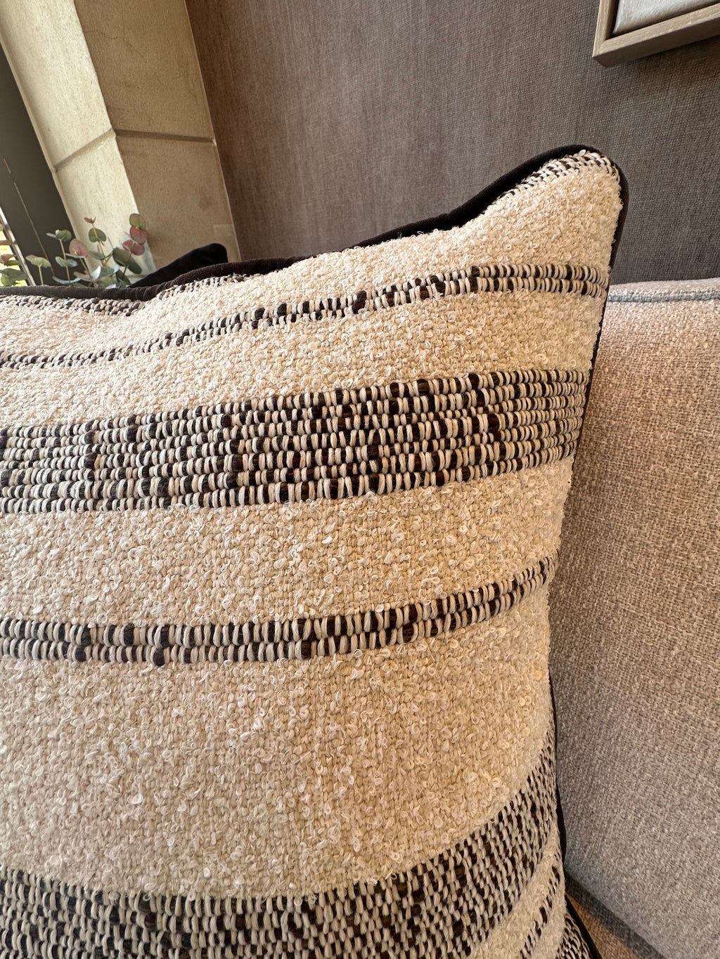 Bespoke Tibidabo Cream & Mocha Cushion 22"