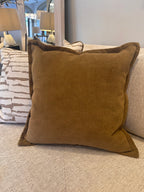 Bespoke Soft Textured Velvet Deep Caramel Oxford Edge Cushion 22"