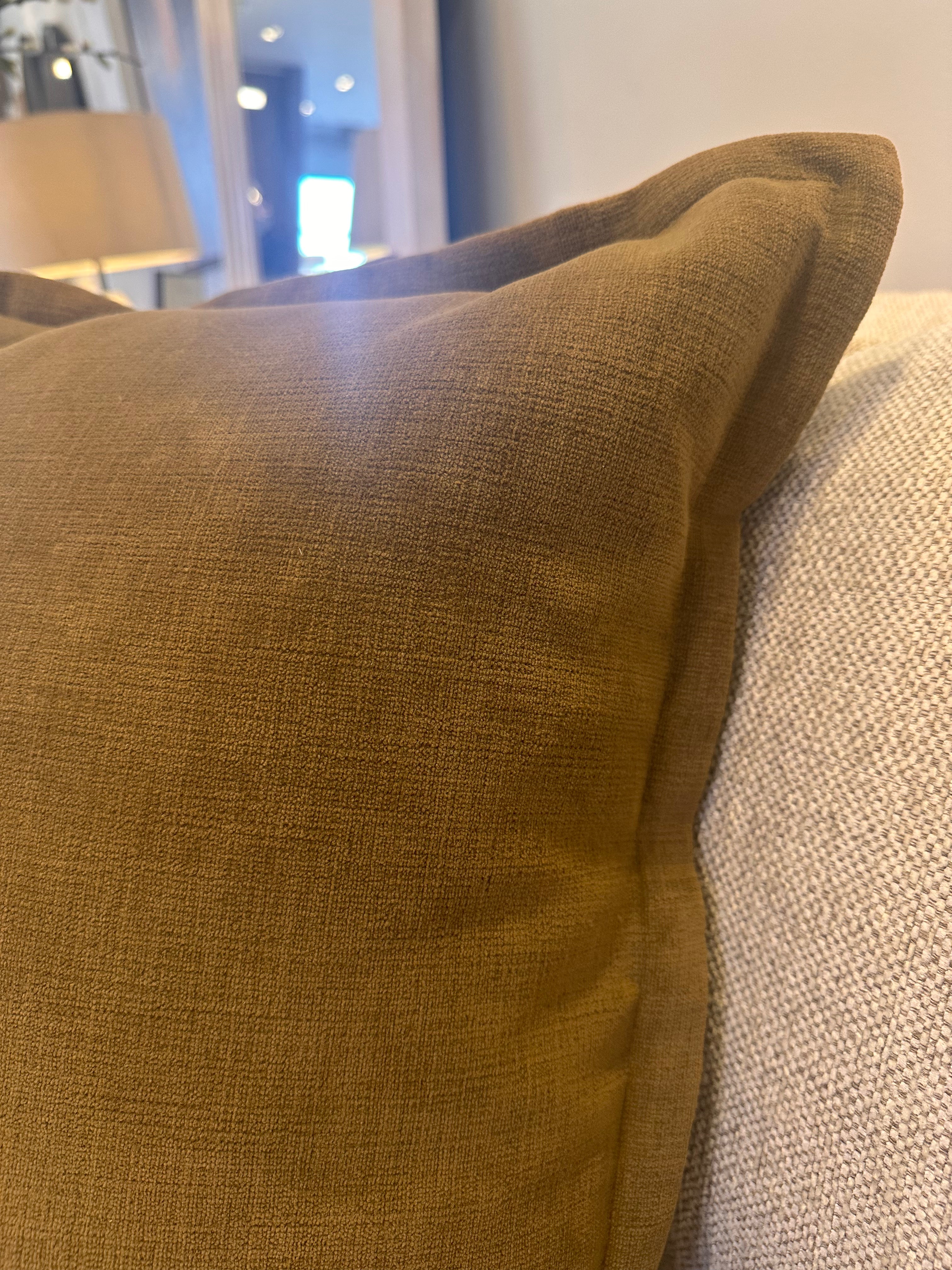 Bespoke Soft Textured Velvet Deep Caramel Oxford Edge Cushion 22"