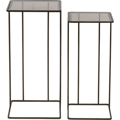 Salzburg Set of 2 Glass and Metal Side Tables