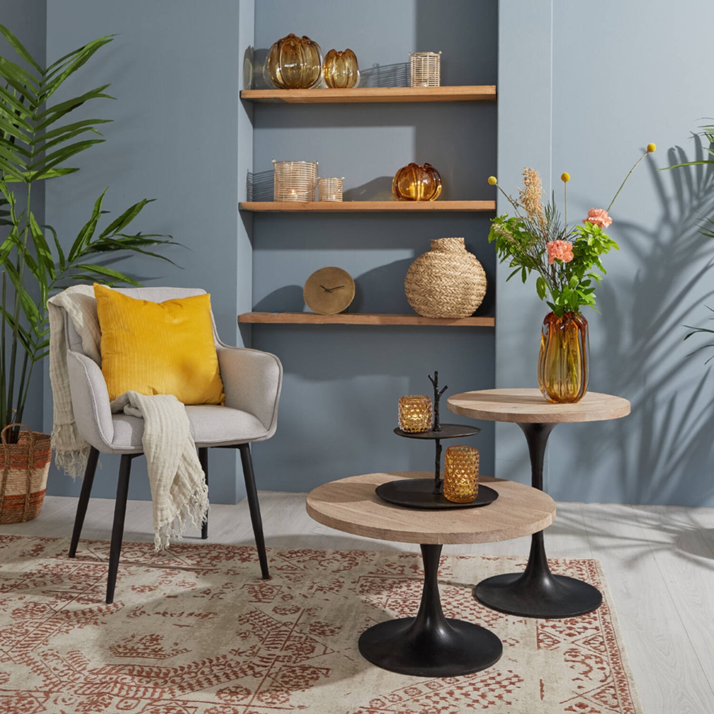 Murela 24.5x22cm Amber Glass Vase