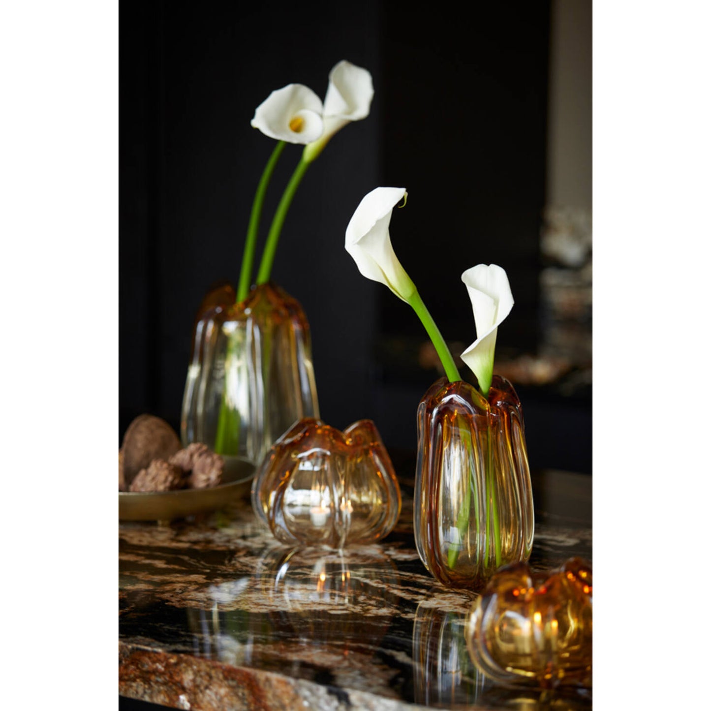 Murela 24.5x22cm Amber Glass Vase