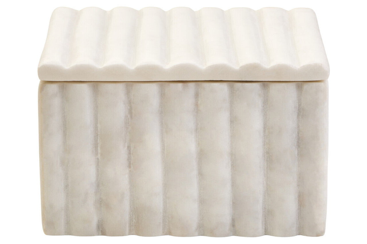 Savio Square White Fluted Marble Box