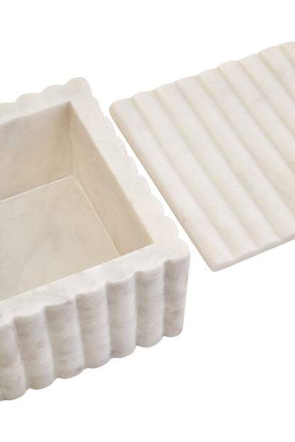 Savio Square White Fluted Marble Box