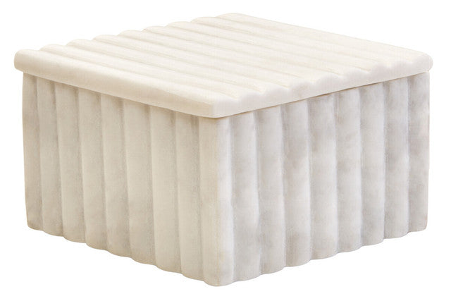Savio Square White Fluted Marble Box