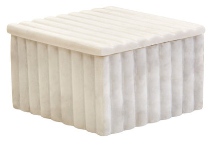 Savio Square White Fluted Marble Box