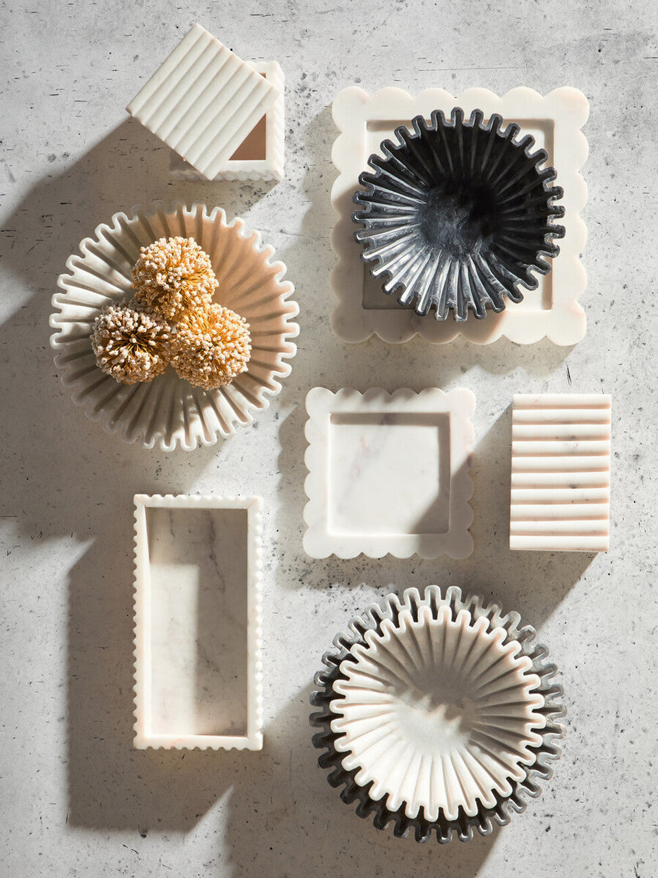 Savio Square White Fluted Marble Box