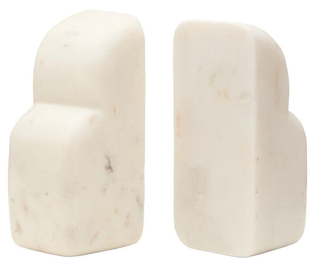 Savio White Marble Set Of Two Bookends