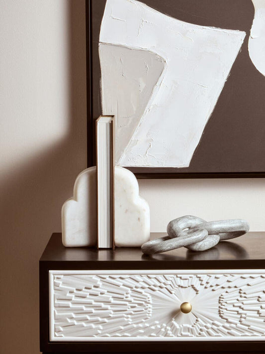 Savio White Marble Set Of Two Bookends