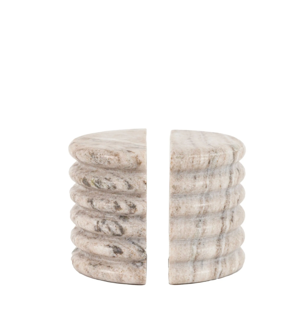 Ondo Marble Bookends Beige Set of 2