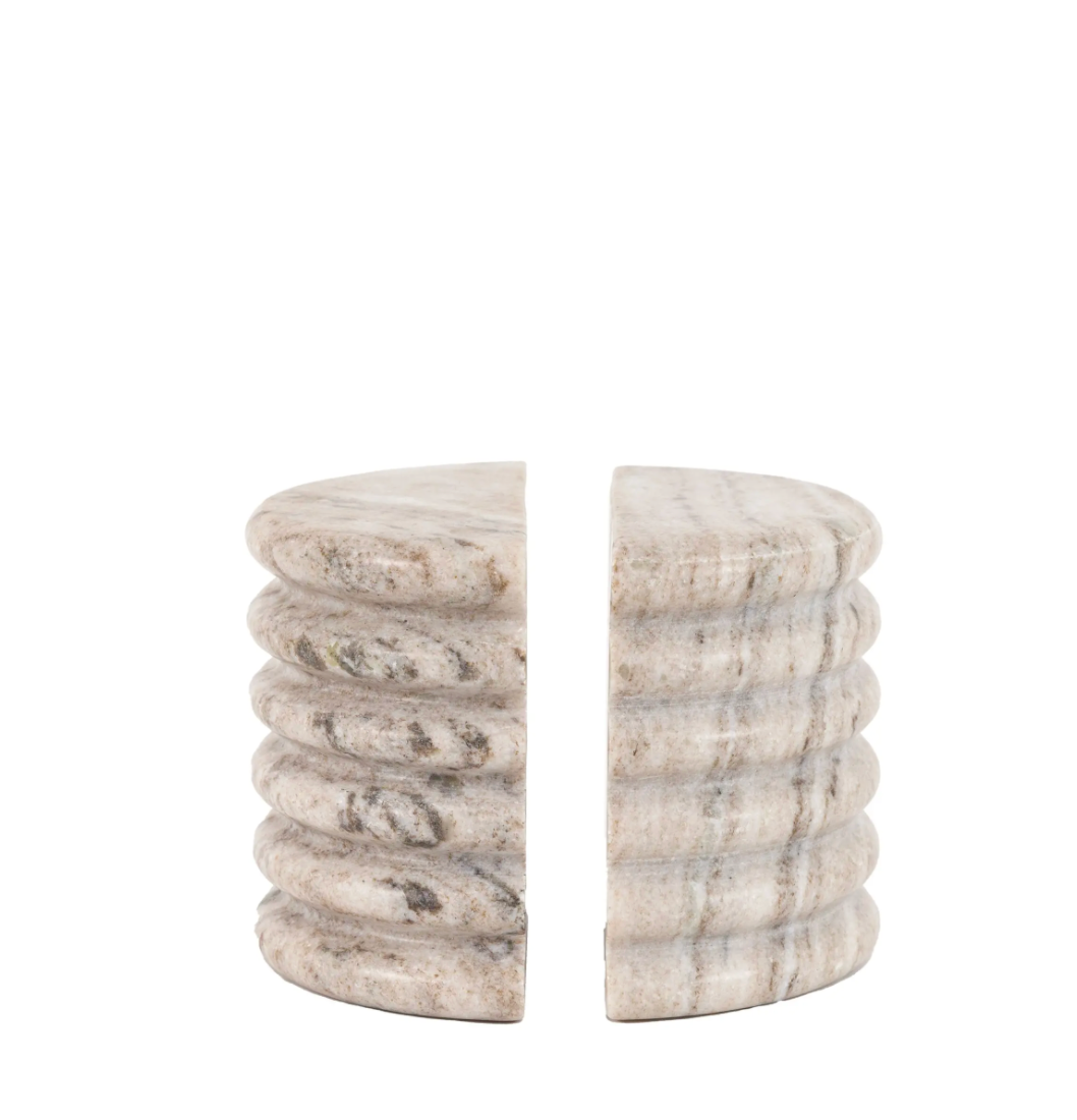 Ondo Marble Bookends Beige Set of 2