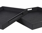 Set of 2 Black Faux Shagreen Trays