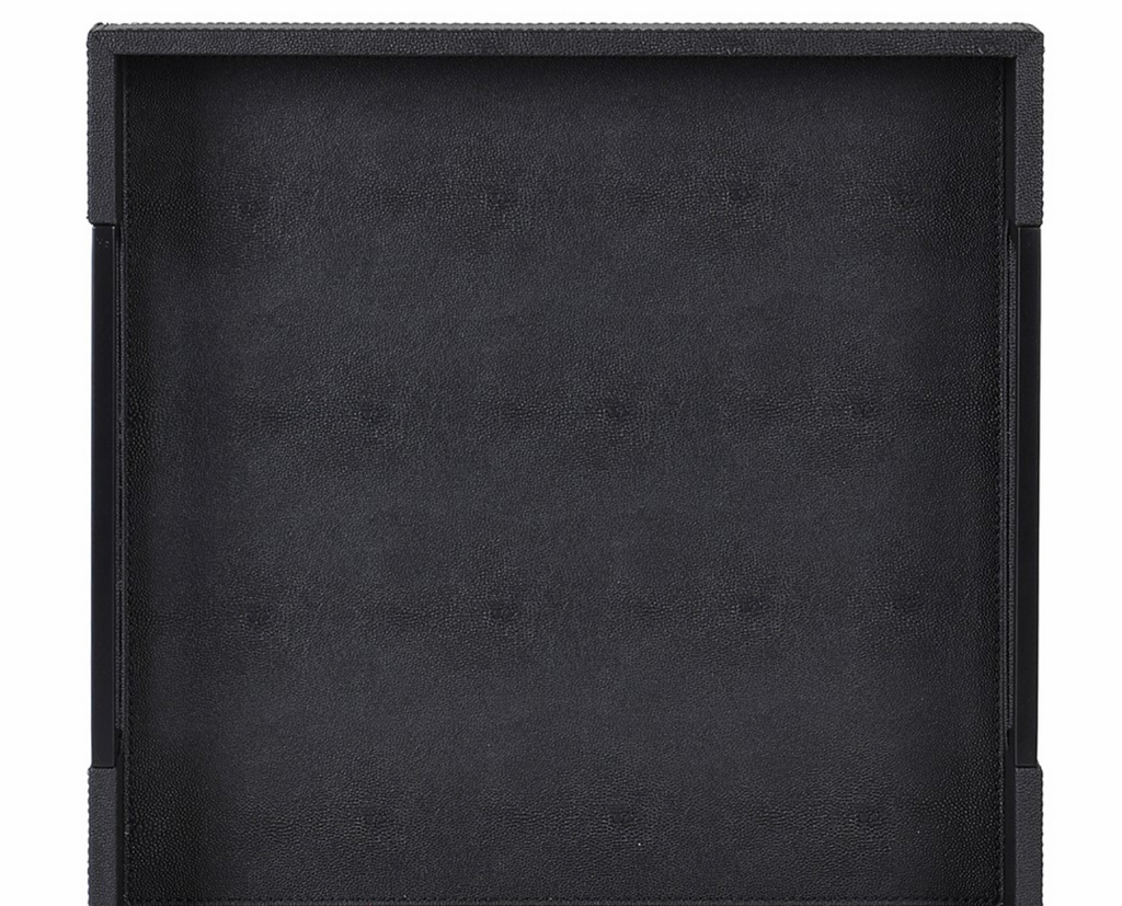 Set of 2 Black Faux Shagreen Trays