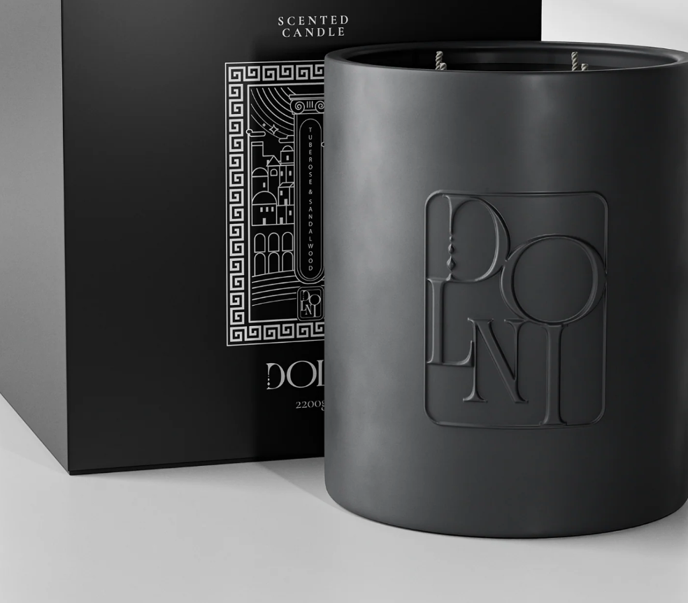 Dolni XL Black Ceramic 2200g Tuberose & Sandalwood Candle