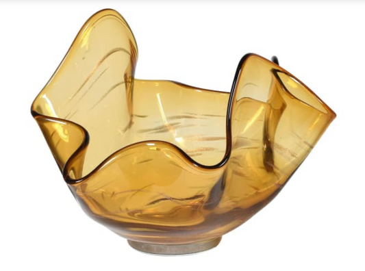 Hand Blown Moulded Brown Glass Vase