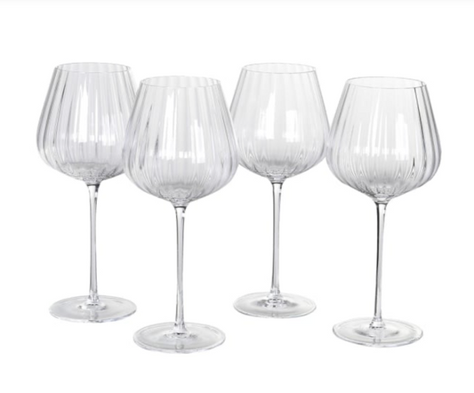 Ribbed Wine Glasses - Set of 4