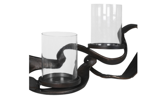 Black Knotted Hand Forged Candle Holder