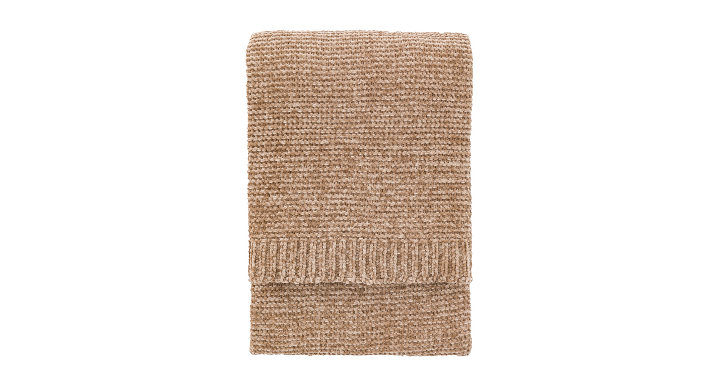 Deco Luxe Chunky Chenille Throw - Taupe