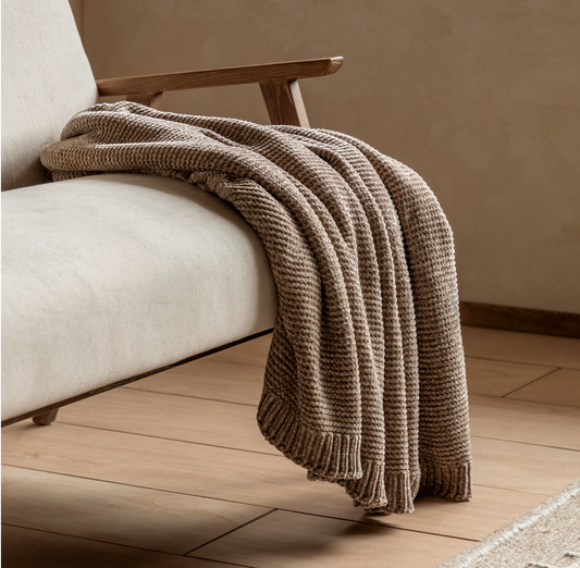 Deco Luxe Chunky Chenille Throw - Taupe