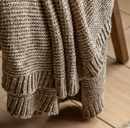 Deco Luxe Chunky Chenille Throw - Taupe