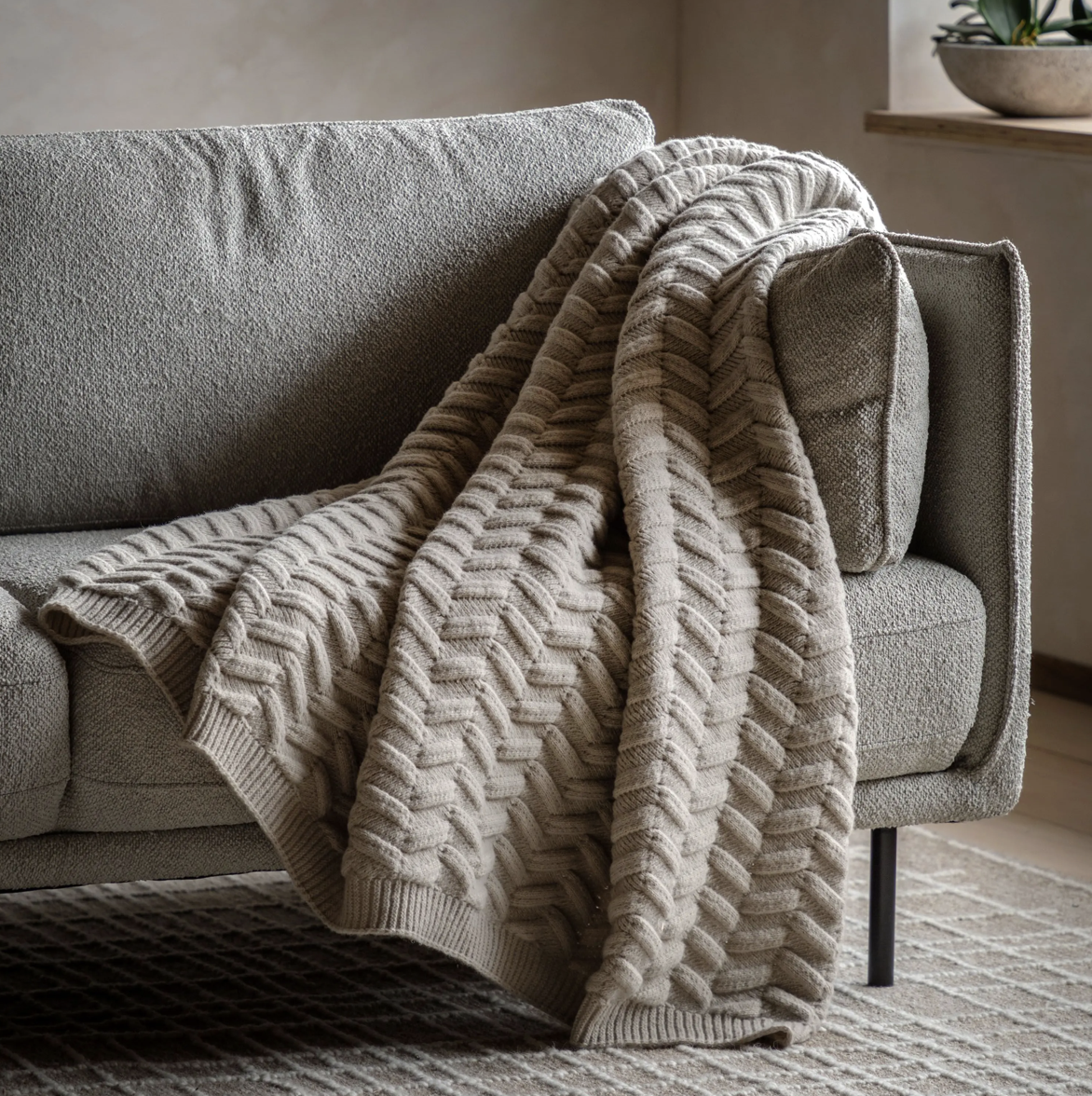 Herringbone Woven Knit Throw