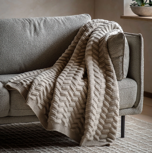 Herringbone Woven Knit Throw