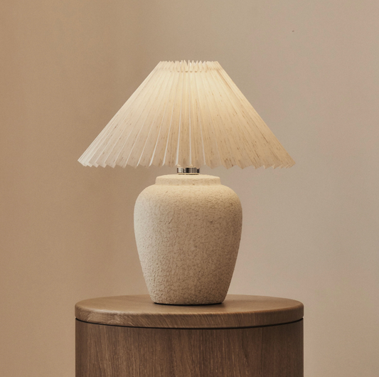Sicily  Stone Ceramic Pleated Shade Table Lamp