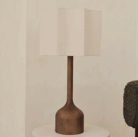 Esme  Dark Wood Inverted Scallop Shade Table Lamp