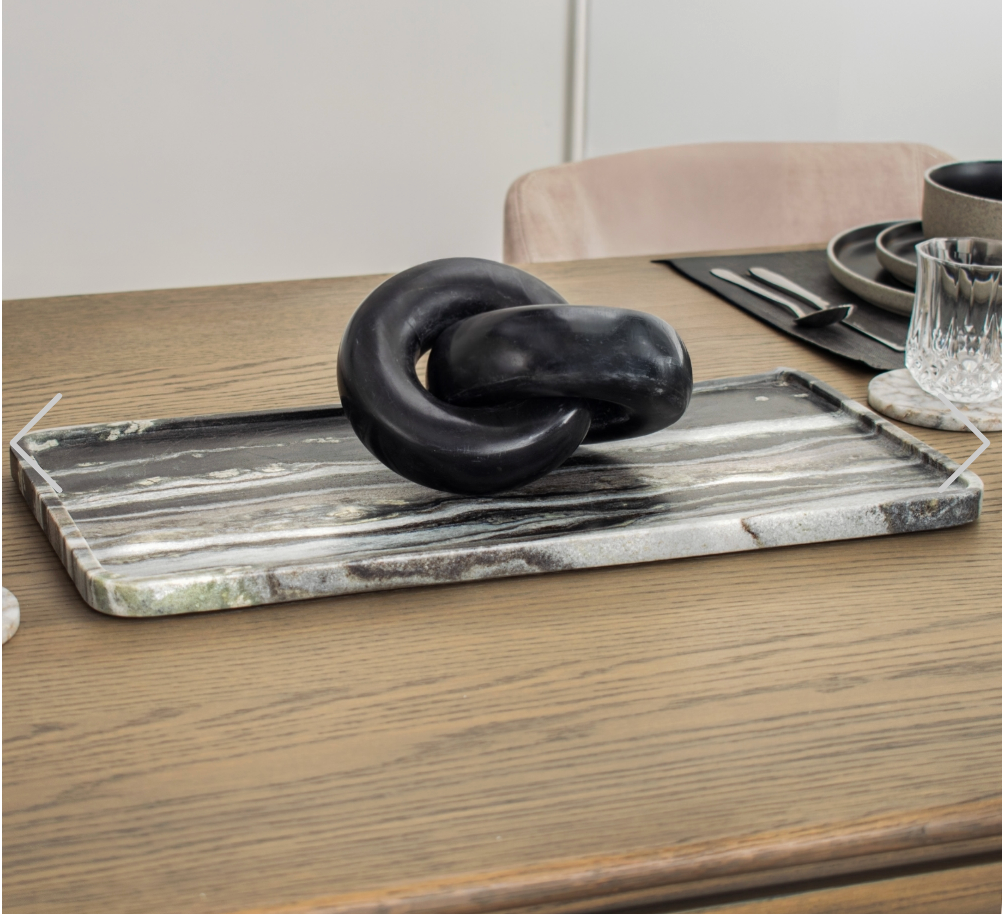 Kiara Plate Black and White Marble Plate