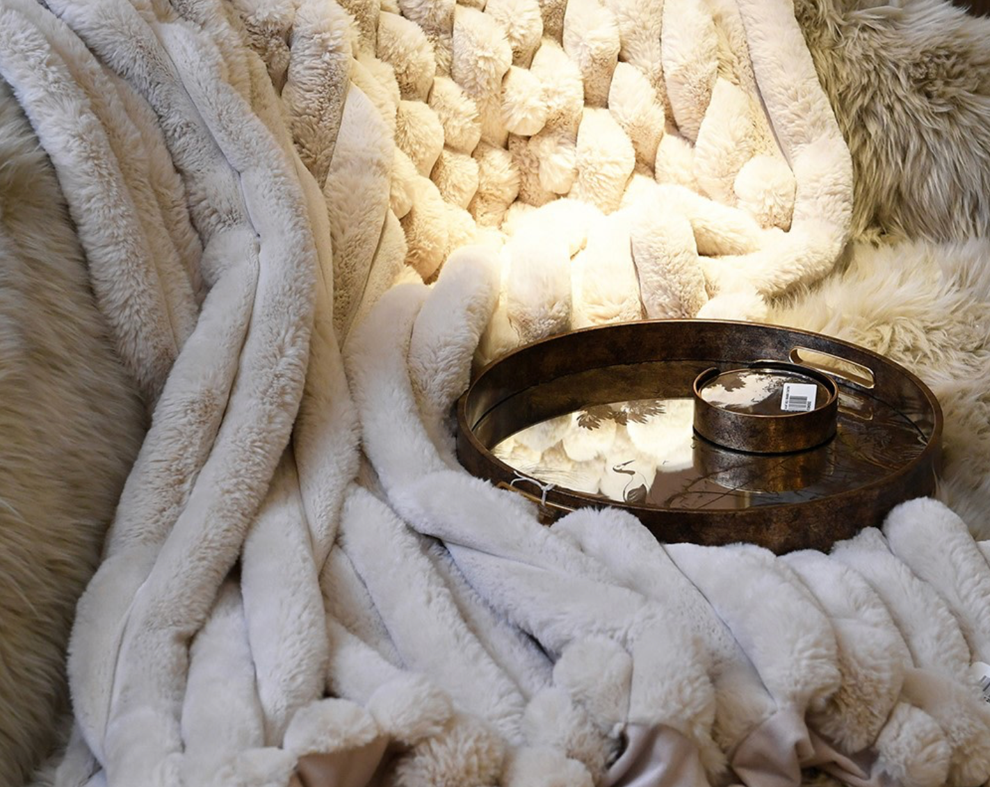 Truffle Faux Fur Throw