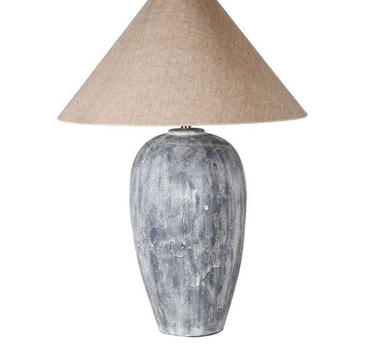 Blue Wash Lamp with Linen Shade