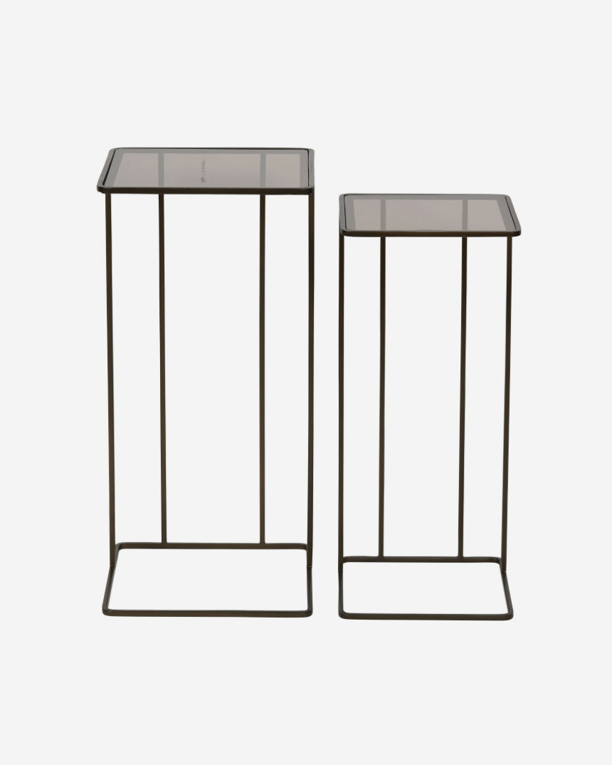 Salzburg Set of 2 Glass and Metal Side Tables