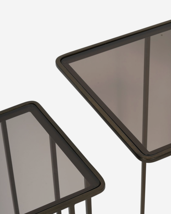 Salzburg Set of 2 Glass and Metal Side Tables