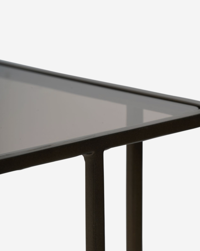 Salzburg Set of 2 Glass and Metal Side Tables