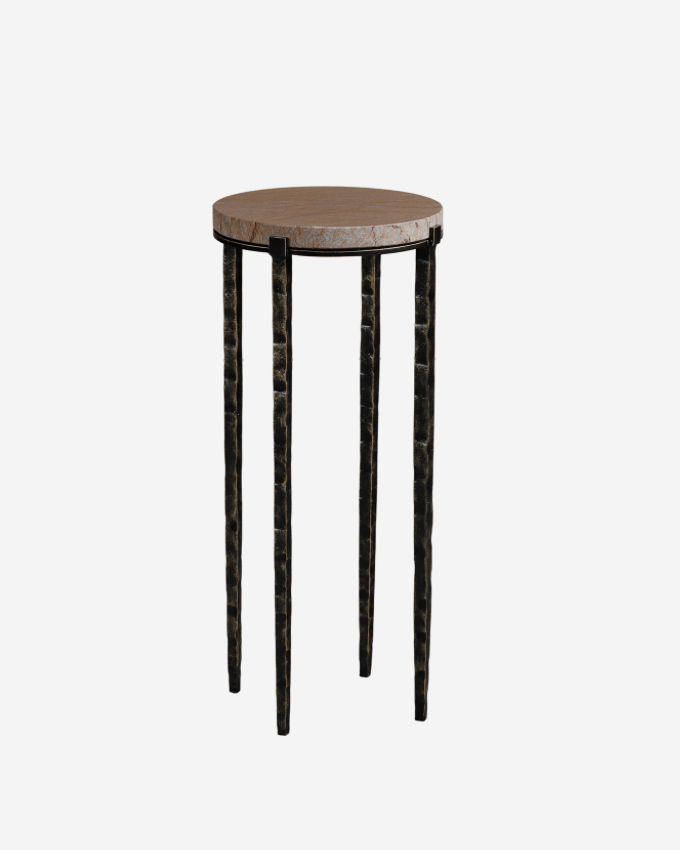 Leo Forest Brown Marble Accent Table