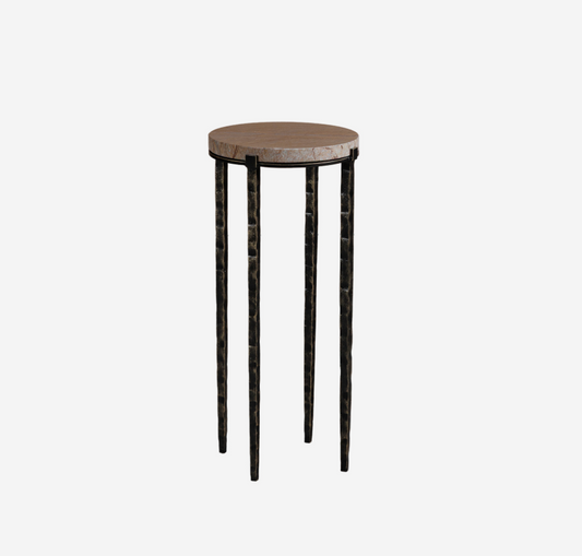 Leo Forest Brown Marble Accent Table