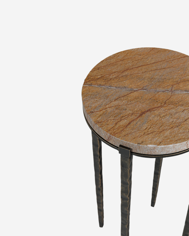 Leo Forest Brown Marble Accent Table