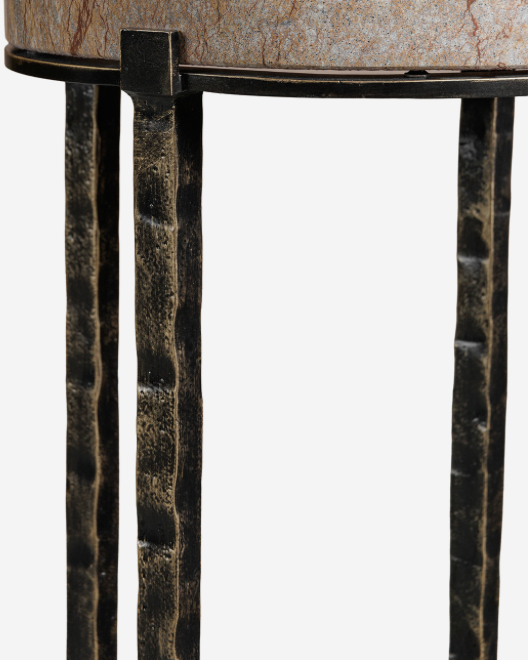 Leo Forest Brown Marble Accent Table