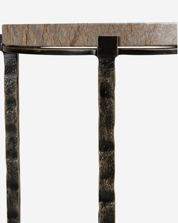 Leo Forest Brown Marble Accent Table