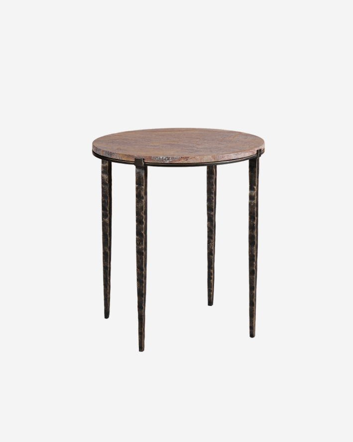 Leo Forest Brown Marble Side Table