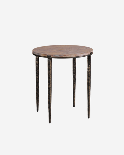 Leo Forest Brown Marble Side Table