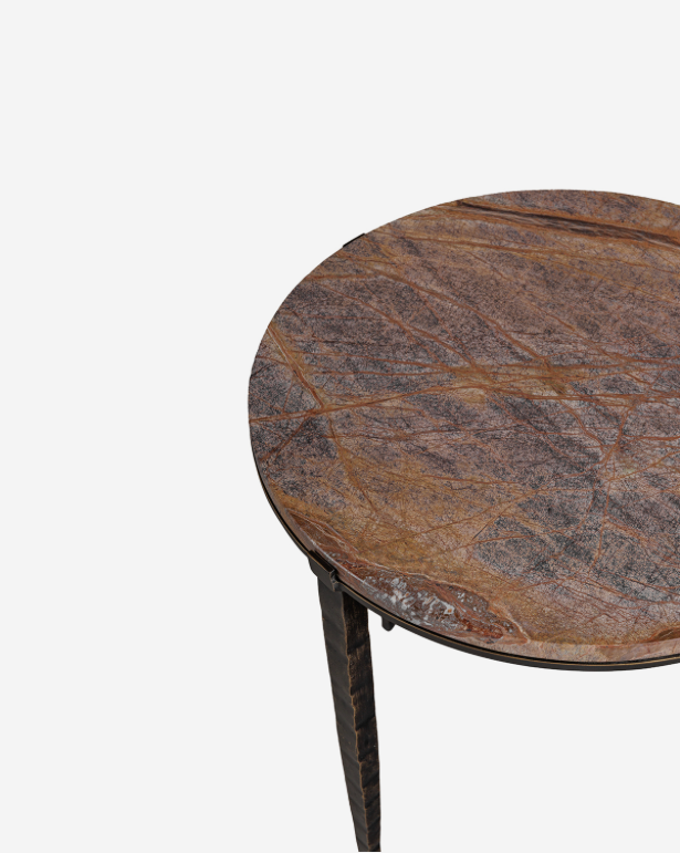 Leo Forest Brown Marble Side Table