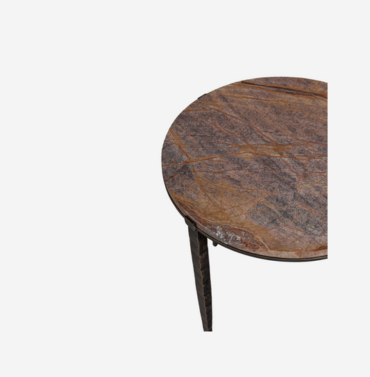 Leo Forest Brown Marble Side Table