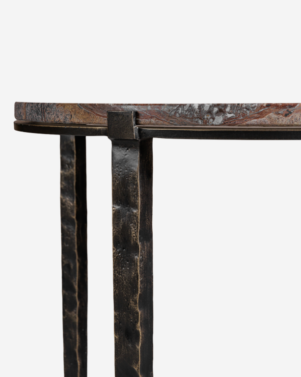 Leo Forest Brown Marble Side Table