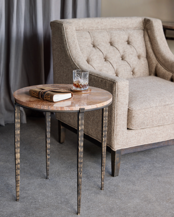 Leo Forest Brown Marble Side Table