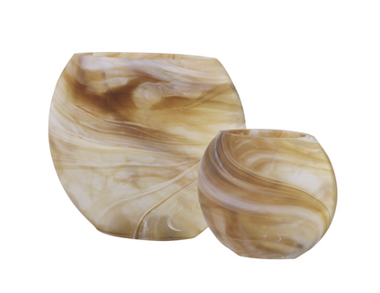 Uttermost Fusion Swirled Caramel & Ivory Vases, Set of 2